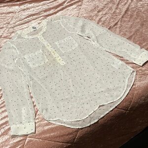 Old Navy Sheer White Blouse with Star Pattern